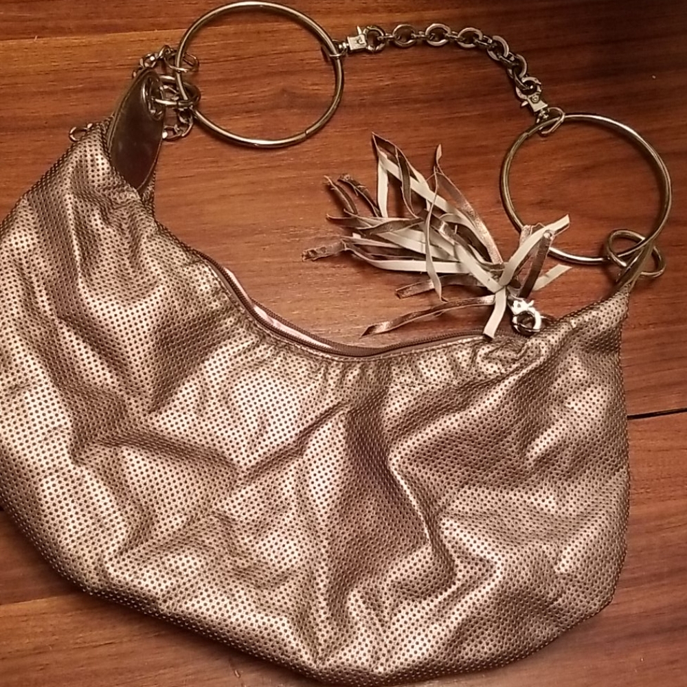 CMZ vegan metallic purse w metal ring strap